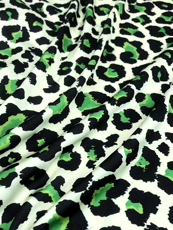 Tissu en Satin extensible à impression numérique léopard vert en Polyester tissé de luxe haut de gamme pour robe ou pyjama pour femmes