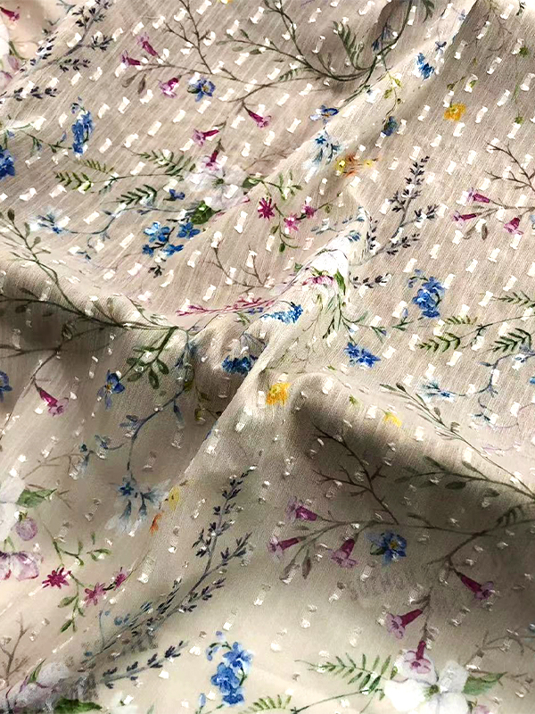 Tissu En Mousseline De Soie Imprimé Jacquard d'Asie Du Sud-Est, Polyester 80-90gsm, Pour Robe De Femme Ou Tissu De Foulard